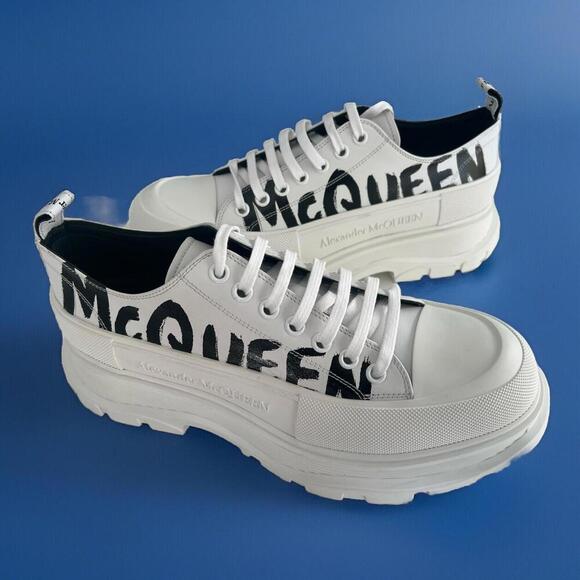 Alexander McQueen Other - Alexander McQueen Tread Slick Lace-Up Sneakers White Graffiti Men’s 46 US 13